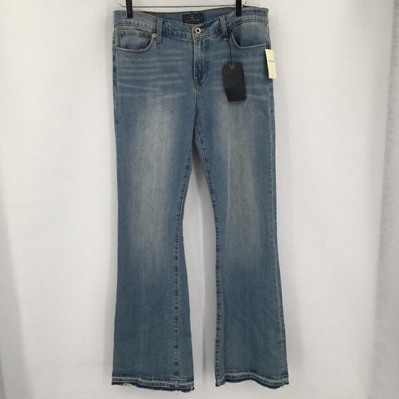 Lucky Brand Brooke Flare jeans raw hem mid-rise distressed light women new 31 12 - Picture 2 of 8